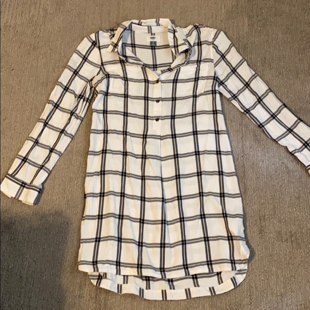 Black and white plaid shirtdress